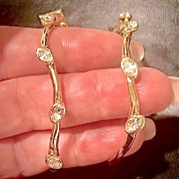 ALEXIS BITTAR Navette Crystal Post Hoop Earrings in Gold - Picture 7 of 9